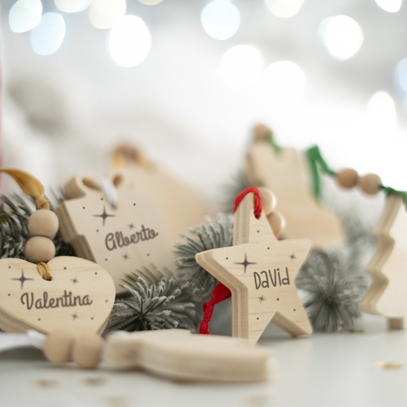 Adorno Navidad madera formas - Nombre