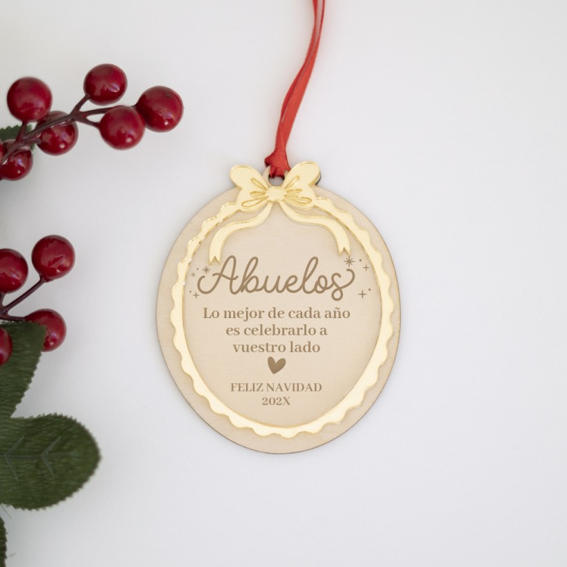 Adorno Navidad - Lazo dedicatoria navideño