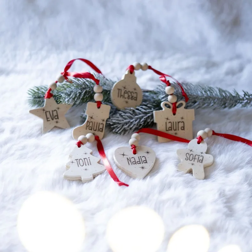 Adorno Navidad madera formas - Nombre | Hakuna Mataza