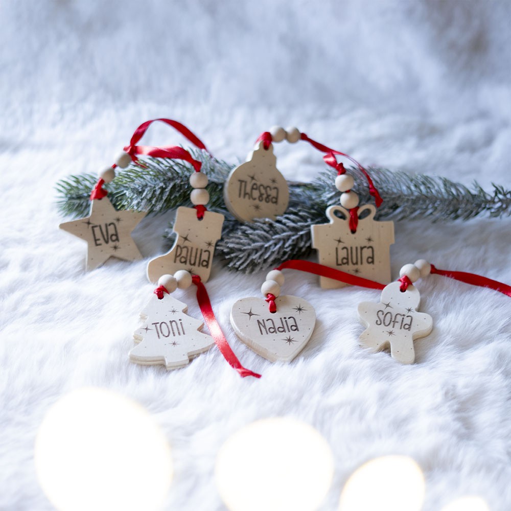 Adorno Navidad madera formas - Nombre