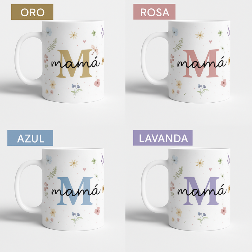Taza personalizada - Inicial floral 2