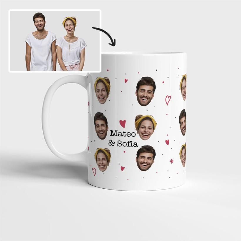 Taza personalizada - Caras y corazones