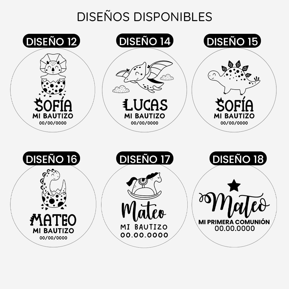 Vela tapa madera personalizada - Bautizo y...