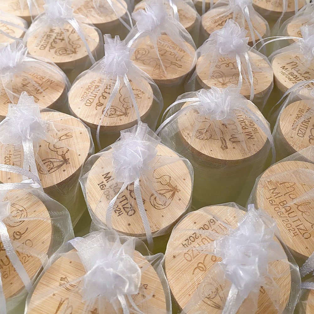 Vela tapa madera personalizada - Bautizo y...