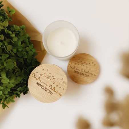 Vela tapa madera personalizada - Boda