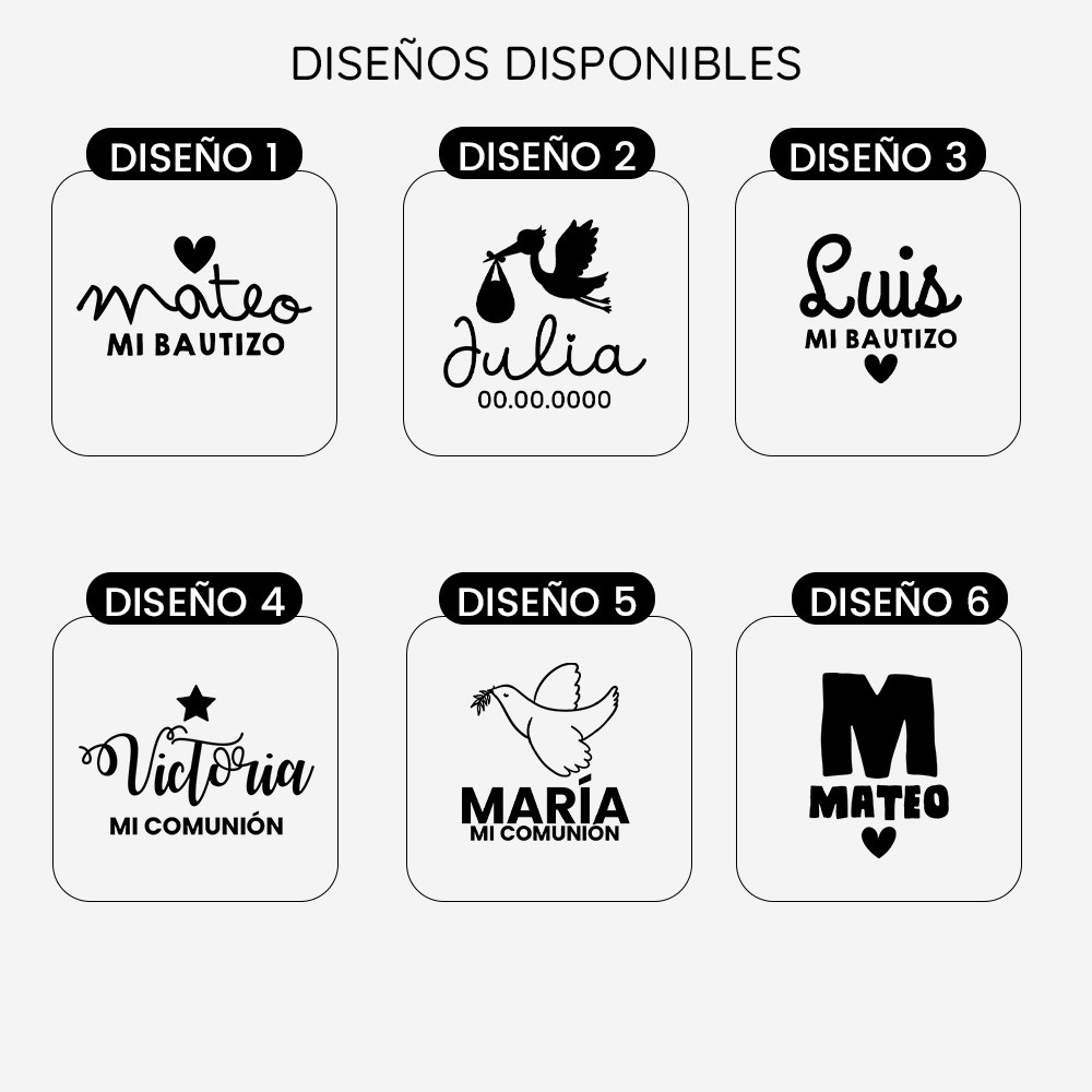 Vela personalizada en caja metálica Bautizo - Comunión