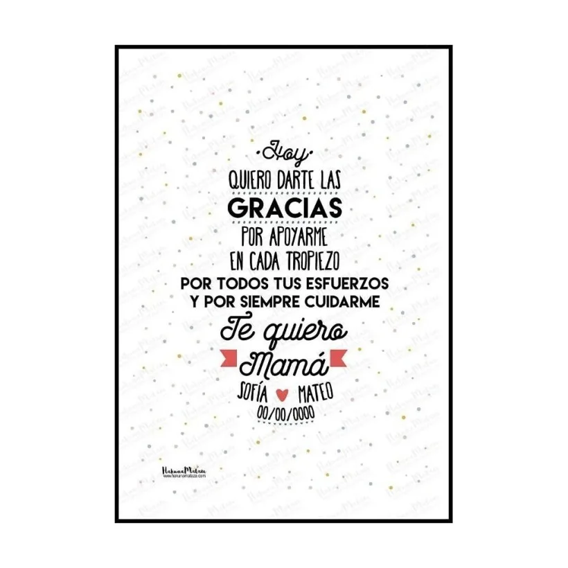 Lámina personalizada - Te quiero Mamá | Hakuna Mataza 2