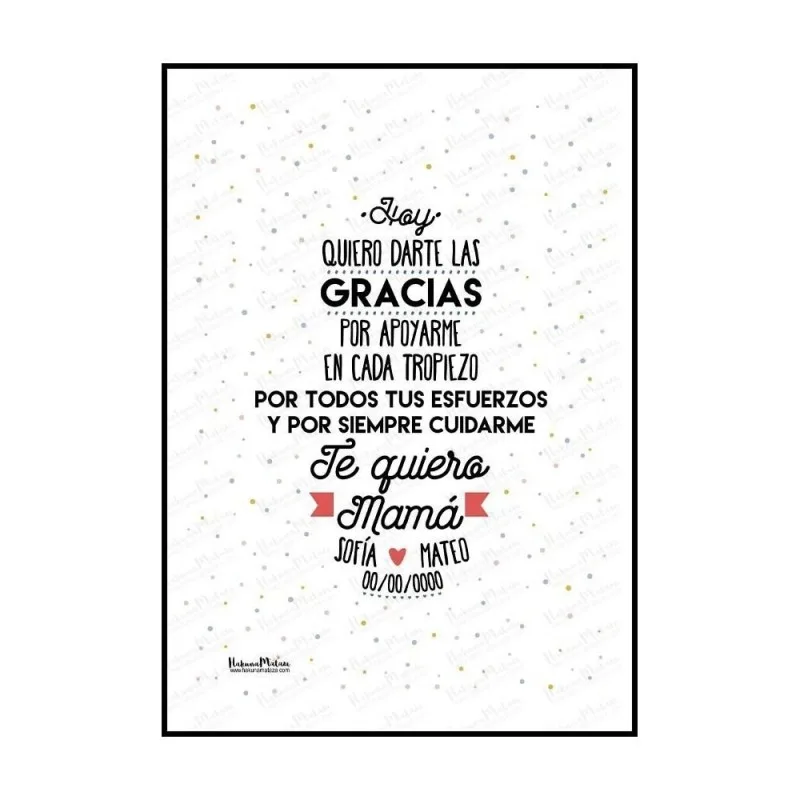 Lámina personalizada - Te quiero Mamá · detalle