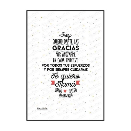 Lámina personalizada Te quiero Mamá diseño vertical