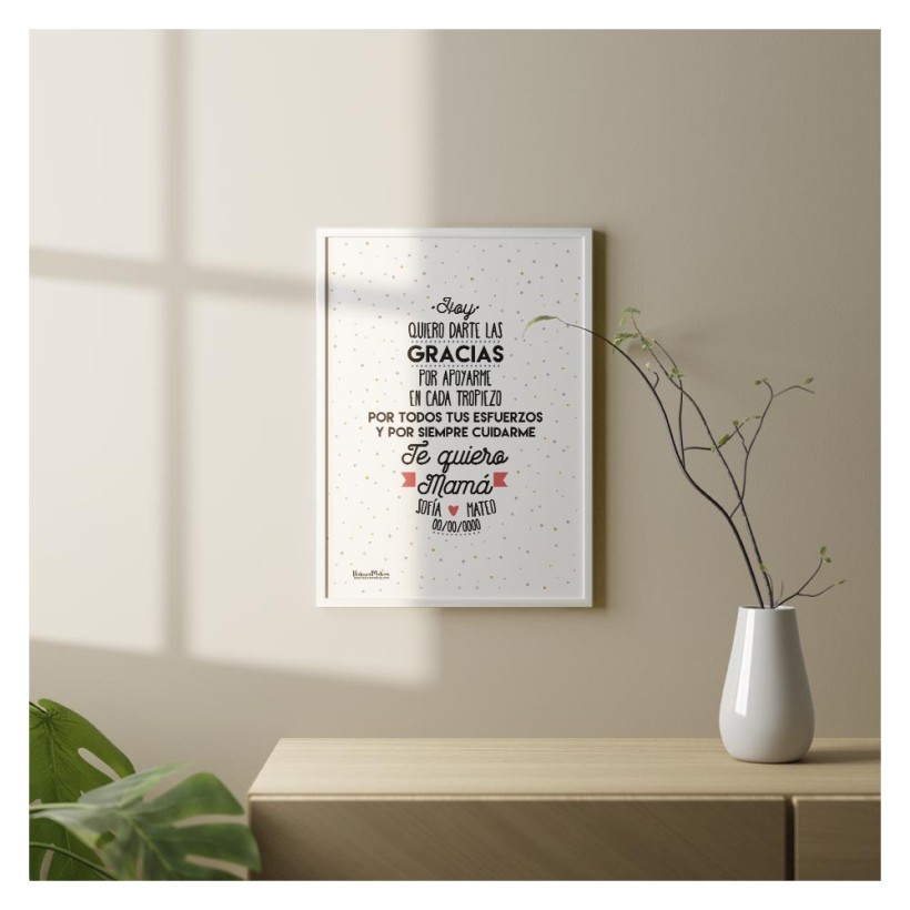 Lámina personalizada Te quiero Mamá diseño vertical 2