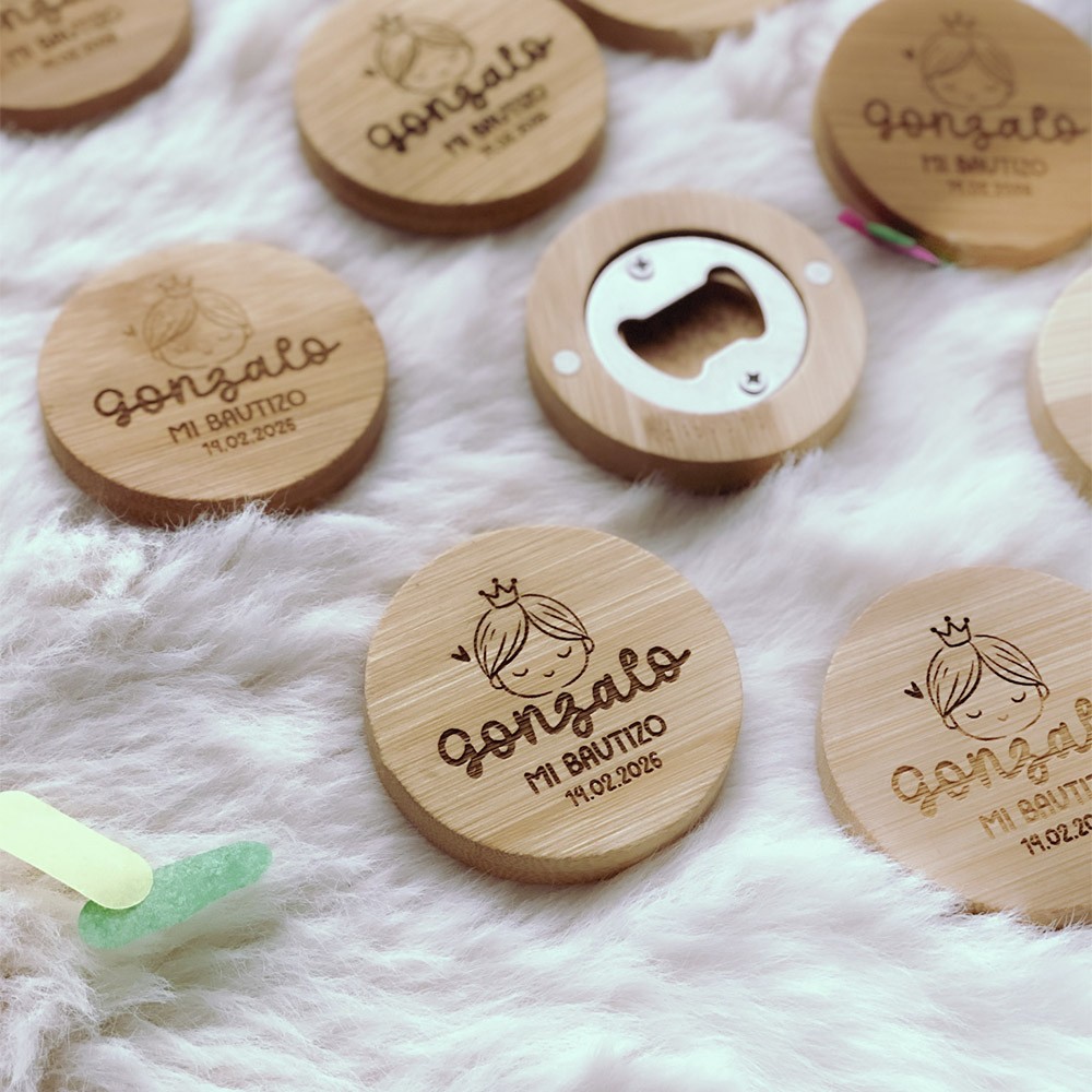 Abridor de madera personalizado - Bautizo y...