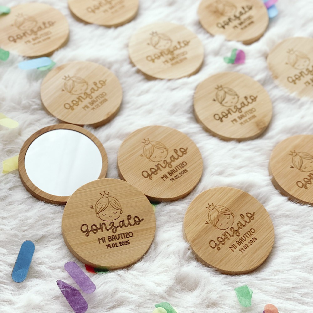 Espejo de madera personalizado - Bautizo y...
