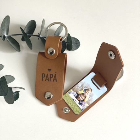 Llavero personalizado para papá con grabado a láser y foto especial.
