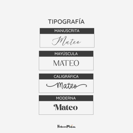 Opciones de tipografía para personalizar el texto en la portada e interior del marco.