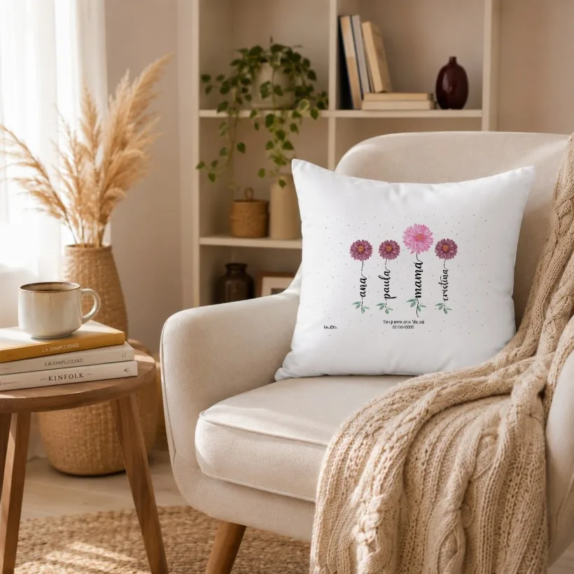 Cojín personalizado - Inicial floral con dedicatoria | Hakuna Mataza 2