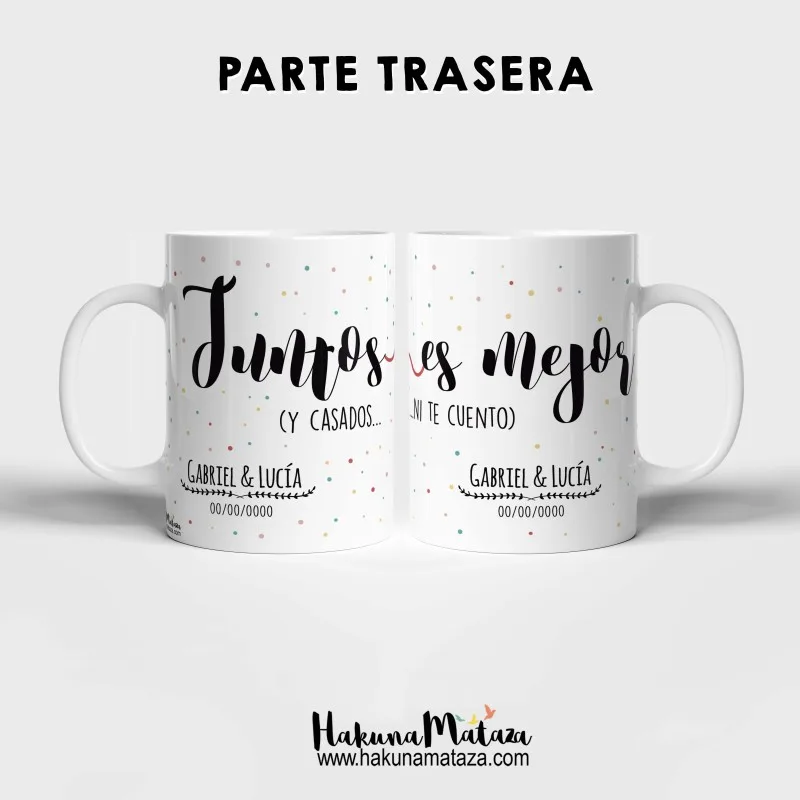 Pack de tazas personalizadas - Juntos es mejor (pareja) · detalle
