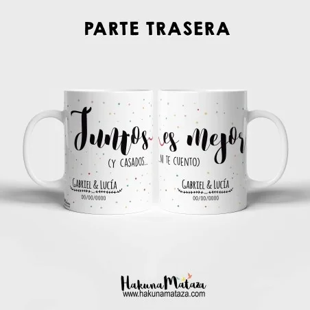 Pack de tazas personalizadas - Juntos es mejor (pareja) · detalle