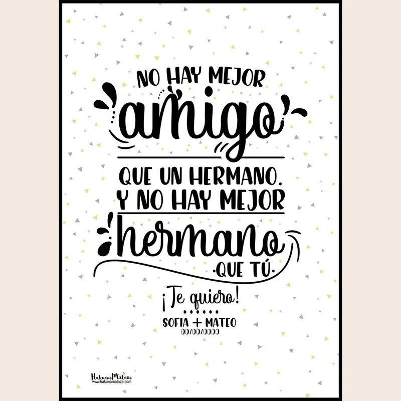 Lámina personalizada - No hay mejor amigo que un hermano · detalle