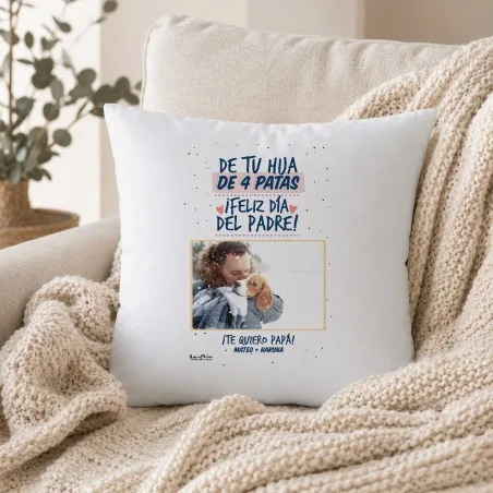 Cojín con foto - De tu hija de 4 patas (Día del Padre)