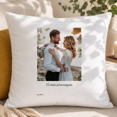 Cojín personalizado estilo Polaroid con foto - Tu texto
