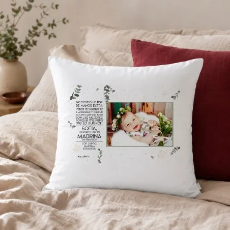 Cojín personalizado con foto - ¿Quieres ser mi madrina o padrino?
