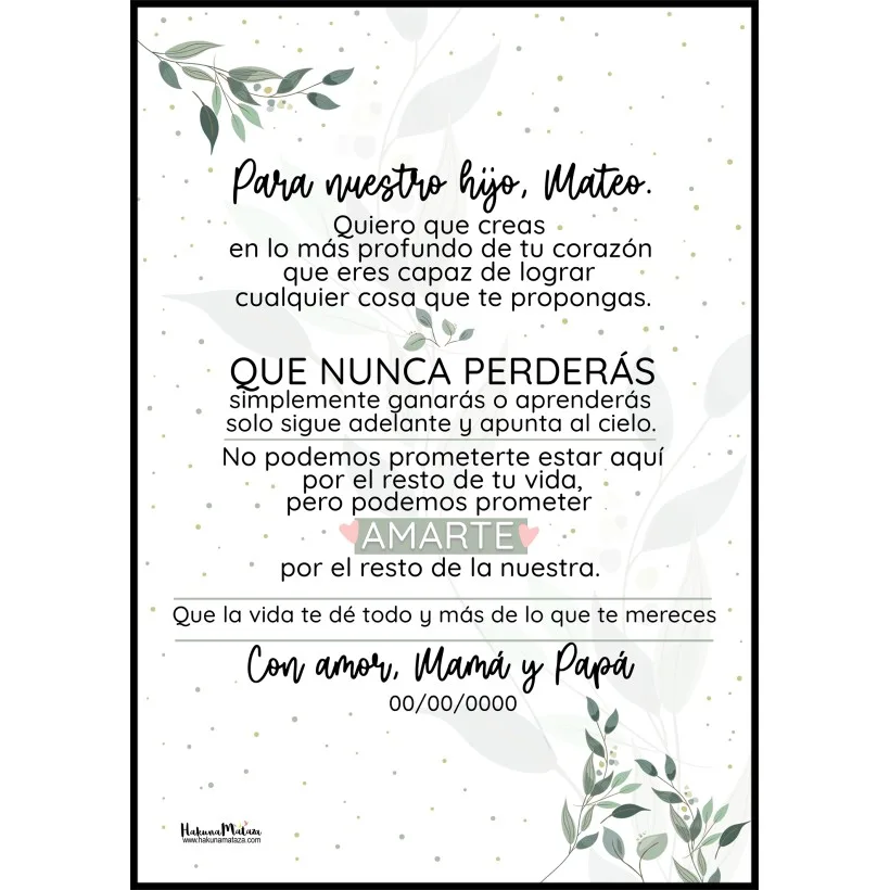 Lámina personalizada - Para nuestro hijo 2