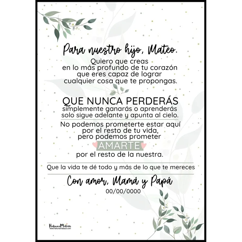 Lámina personalizada - Para nuestro hijo