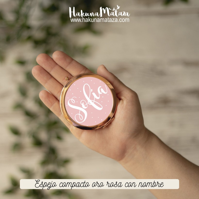 Espejo compacto oro rosa - Boda 01