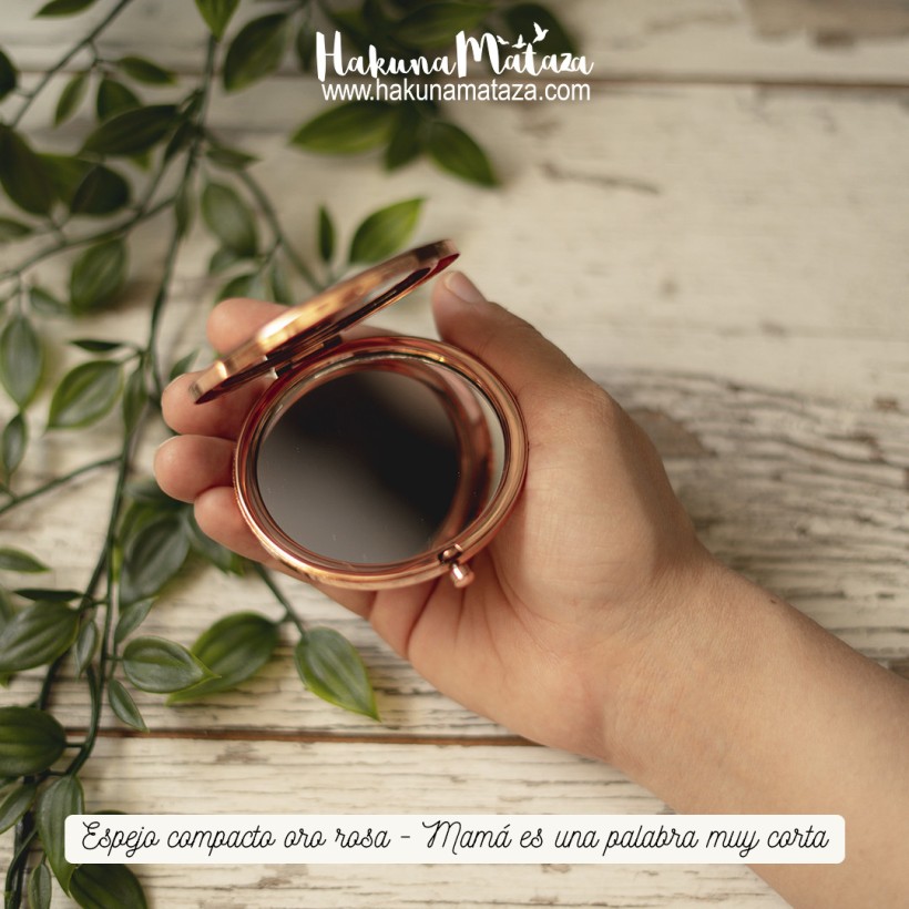 Espejo compacto oro rosa - Mamá es una palabra muy corta