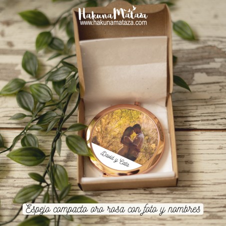 Espejo compacto oro rosa - Foto y nombre