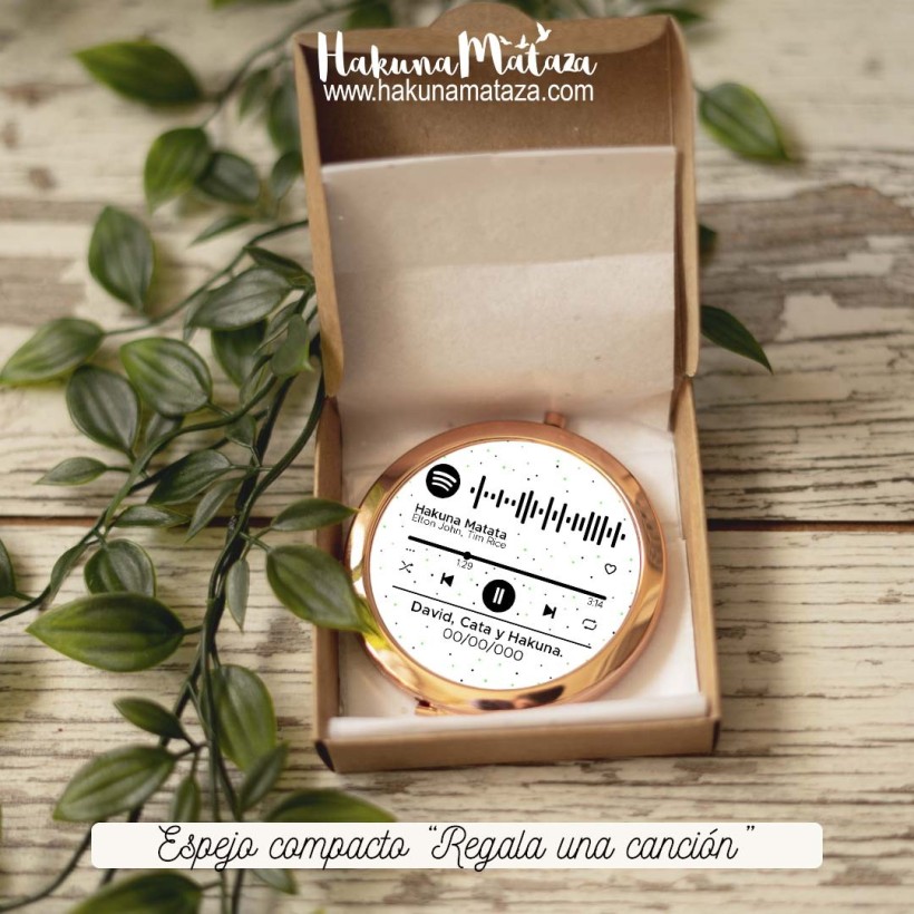 Espejo compacto oro rosa - Regala una canción Espejo compacto oro rosa - Regala una canción