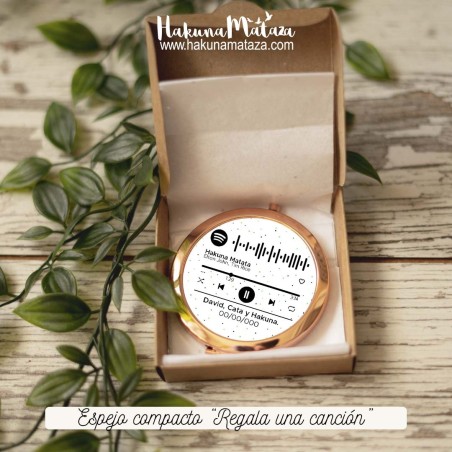 Espejo compacto oro rosa - Regala una canción Espejo compacto oro rosa - Regala una canción