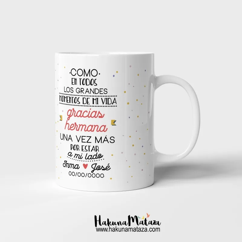 Taza personalizada con foto - Gracias Hermana · detalle