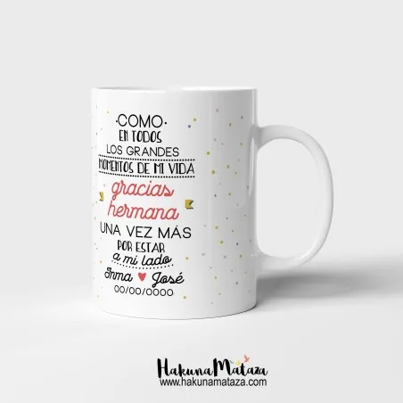 Taza personalizada con foto - Gracias Hermana · detalle