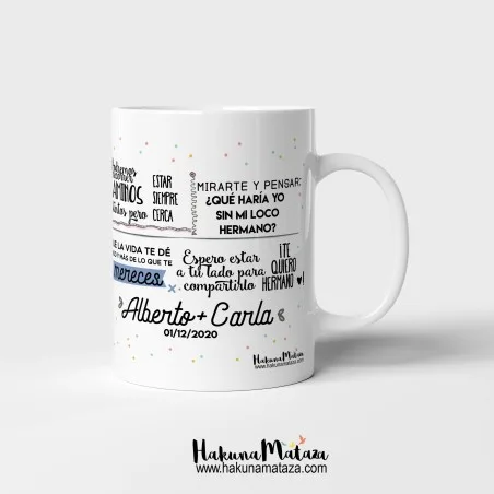 Taza personalizada - Hermana / Hermano cuántas cosas hemos compartido · otra vista