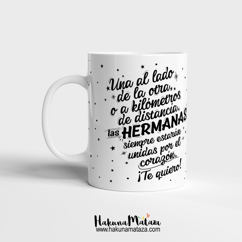 Taza "Las hermanas/hermanos están unidos por el corazón"