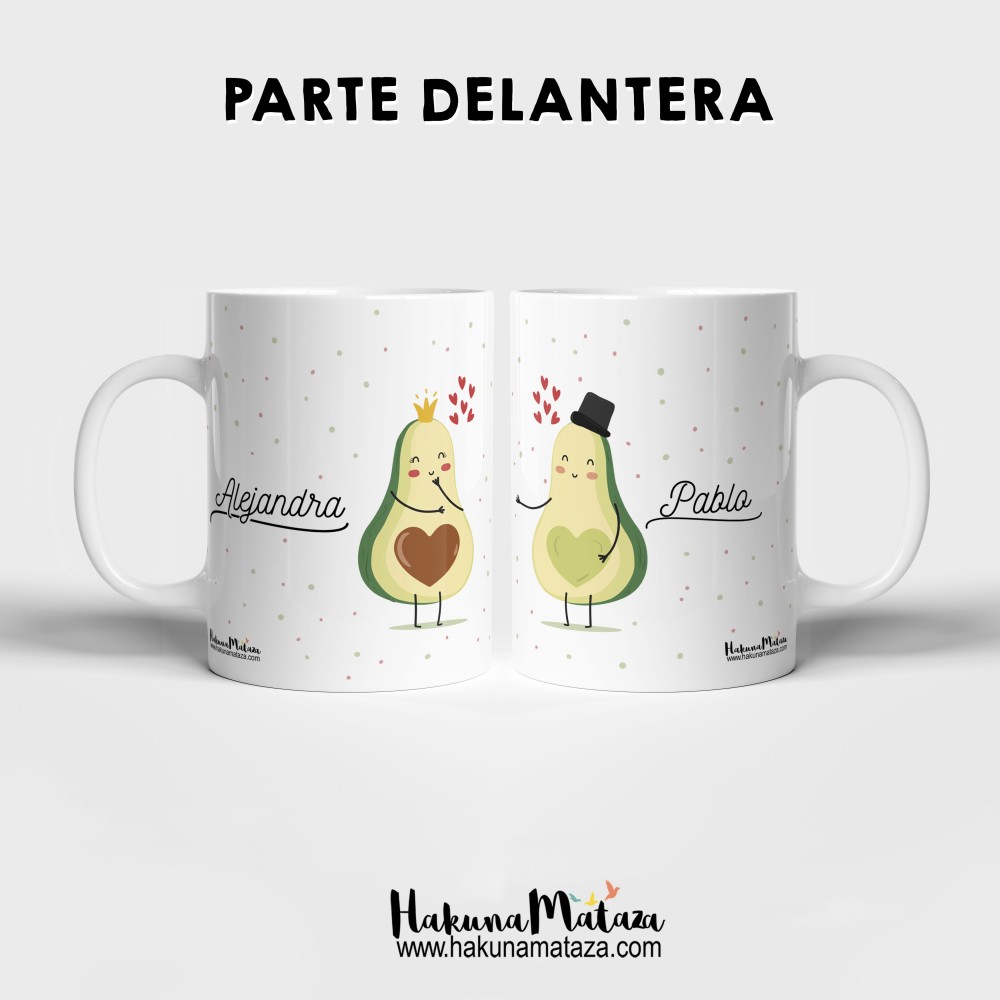 Pack de tazas "De una boda sale otra" con diseño de aguacates